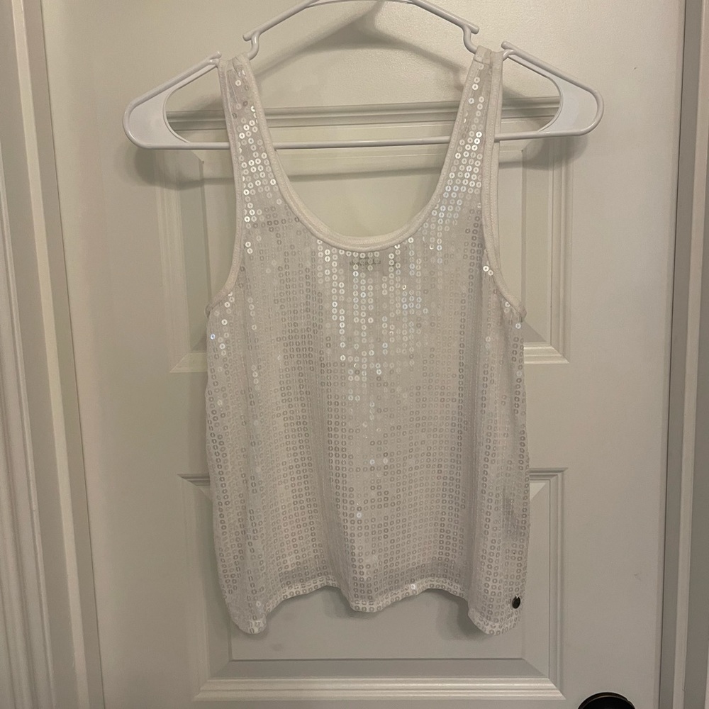 sequin white tank top